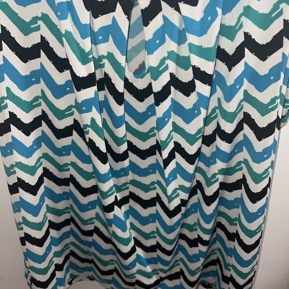 CALVIN KLEIN Women Stretch Comfy Poly Tank Top Pleat Front Multicolor Geo Line - Picture 4 of 7